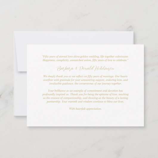 Minimalist Romantic Wedding Anniversary in Gold Bedankkaart (Achterkant)