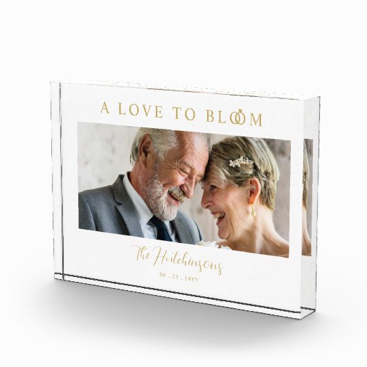 Minimalist Romantic Wedding Anniversary in Gold Fotoblokken (Rechts)