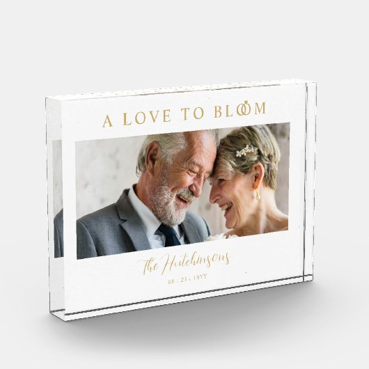 Minimalist Romantic Wedding Anniversary in Gold Fotoblokken (Links)
