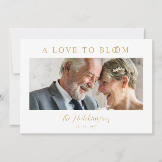 Minimalist Romantic Wedding Anniversary in Gold Kaart (Voorkant)