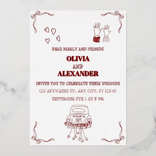 Minimalist Romantic Wedding Invitation Folie Uitnodiging (Voorkant)