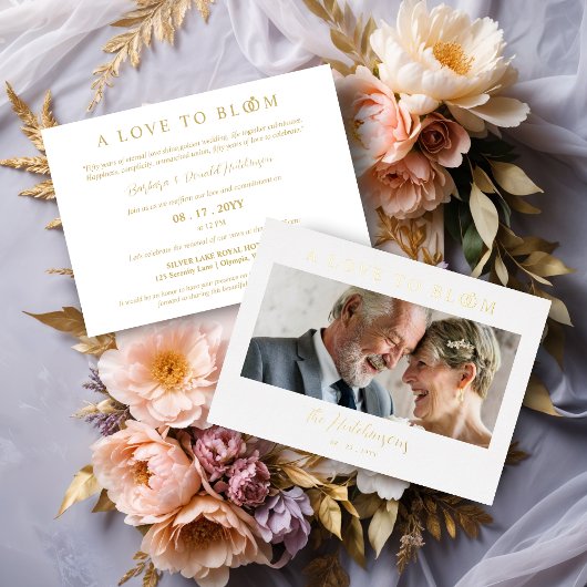 Minimalist Romantic Wedding Photo Anniversary Gold Folie Uitnodiging