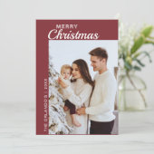 Minimalist Rood Wit 2 Foto Vrolijk Kerstfeest Feestdagenkaart (Staand voorkant)