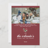 Minimalist Rood Wit 2 Foto Vrolijk Kerstfeest Feestdagenkaart (Achterkant)