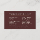 Minimalist Roofer Burgundy Gold Modern Visitekaartje (Achterkant)