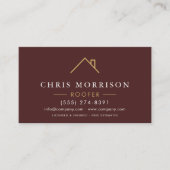 Minimalist Roofer Burgundy Gold Modern Visitekaartje (Voorkant)