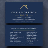 Minimalist Roofer Navy Blue Gold Modern Visitekaartje