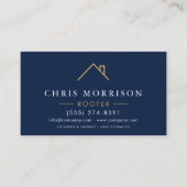 Minimalist Roofer Navy Blue Gold Modern Visitekaartje (Voorkant)