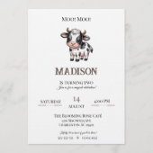 Minimalist Rose Beige Invitation Cow Birthday Kaart (Voorkant)