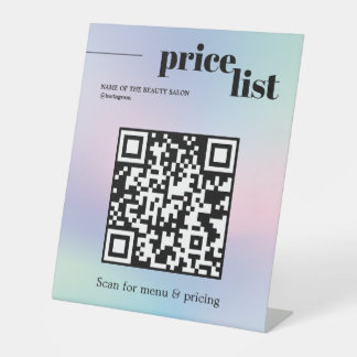 Minimalist Rose Blue Gradient Bold QR Code Salon Reclamebord Met Voetstuk