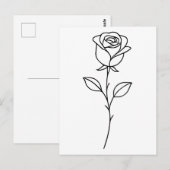 Minimalist Rose Botanical Line Art Briefkaart (Voorkant / Achterkant)