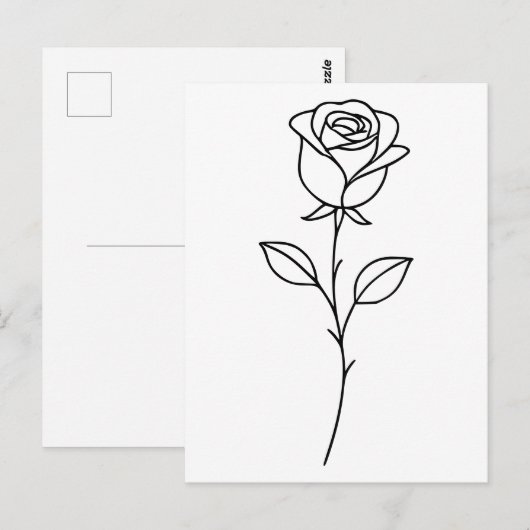 Minimalist Rose Botanical Line Art Briefkaart (Voorkant / Achterkant)