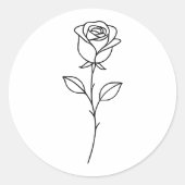 Minimalist Rose Botanical Line Art Ronde Sticker (Voorkant)