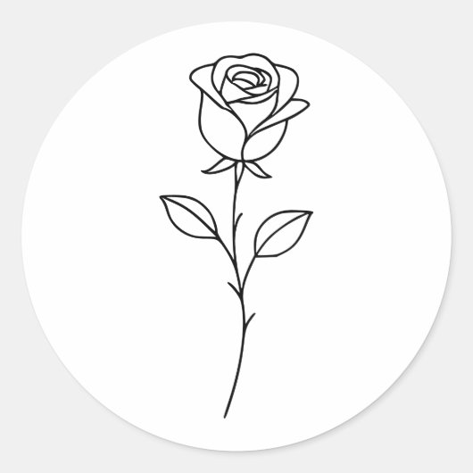 Minimalist Rose Botanical Line Art Ronde Sticker (Voorkant)