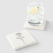 Minimalist Rose Botanical Line Art Stenen Onderzetter (Zijkant)
