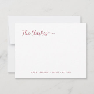 Minimalist Rose Gold Family Stationery  Notitiekaartje