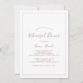 Minimalist Rose Gold Rehearsal Dinner Invitation Kaart (Voorkant)