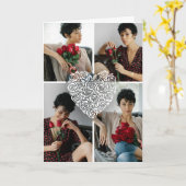Minimalist Rose Heart Photo Collage Custom  Kaart (Gele Bloem)