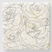 Minimalist Rose Line Art Pattern Decorative Throw  Stenen Onderzetter (Voorkant)
