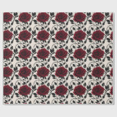 Minimalist Roses In Black And Deep Red On A Cream  Cadeaupapier (Vlak)