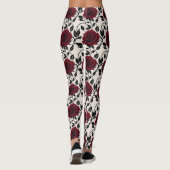 Minimalist Roses In Black And Deep Red On A Cream Leggings (Achterkant)