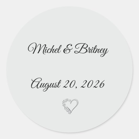 Minimalist Round Wedding Stickers (Voorkant)