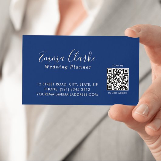 Minimalist  Royal Blue Scan Code Business Card Visitekaartje