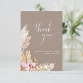 Minimalist Roze Bruin Boho Floral | VRIJGEZELLENFE Bedankkaart (Staand voorkant)