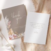 Minimalist Roze Bruin Boho Floral | VRIJGEZELLENFE Bedankkaart