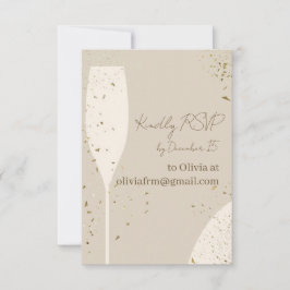 Minimalist RSVP Card | Beige & Ivory Champagne New Bedankkaart