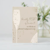 Minimalist RSVP Card | Beige & Ivory Champagne New Bedankkaart (Staand voorkant)