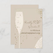 Minimalist RSVP Card | Beige & Ivory Champagne New Bedankkaart (Voorkant / Achterkant)