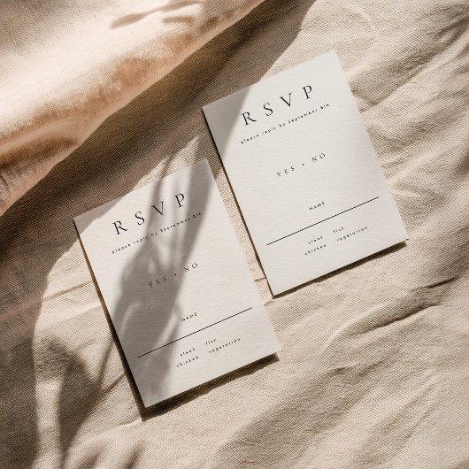 Minimalist RSVP card with meal choice