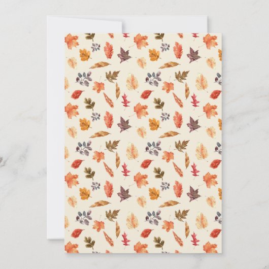 Minimalist Rustic Autumn Leaves Wedding Kaart (Achterkant)