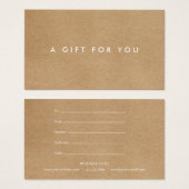 Minimalist Rustic Gift Certificate Visitekaartje (Voorkant /achterkant)