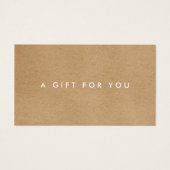 Minimalist Rustic Gift Certificate Visitekaartje (Voorkant)
