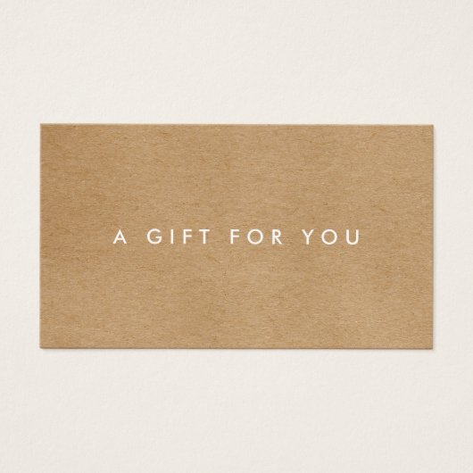 Minimalist Rustic Gift Certificate Visitekaartje (Voorkant)