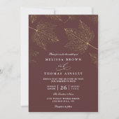 Minimalist Rustic Gilded Maple QR Code Wedding Kaart (Voorkant)