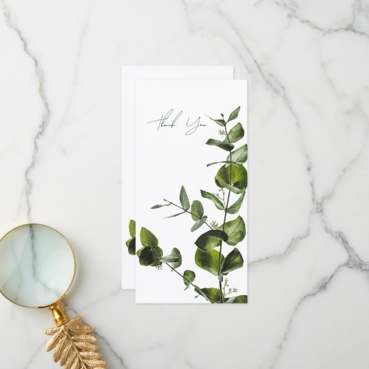 Minimalist Sage Eucalyptus Tall Thank You Card Bedankkaart (Voorkant / Achterkant in situ)