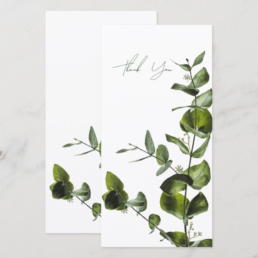 Minimalist Sage Eucalyptus Tall Thank You Card Bedankkaart (Voorkant / Achterkant)