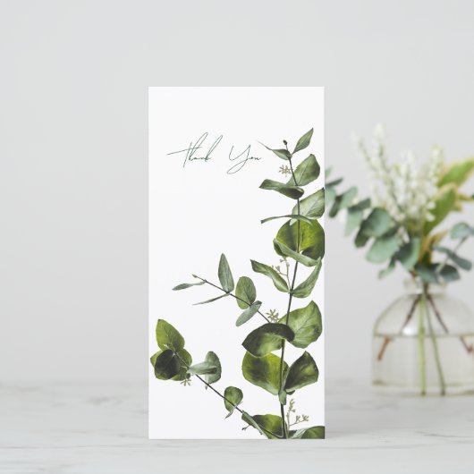 Minimalist Sage Eucalyptus Tall Thank You Card Bedankkaart (Staand voorkant)