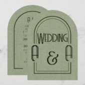 Minimalist Sage Green and Black Arch Wedding Kaart (Voorkant / Achterkant)