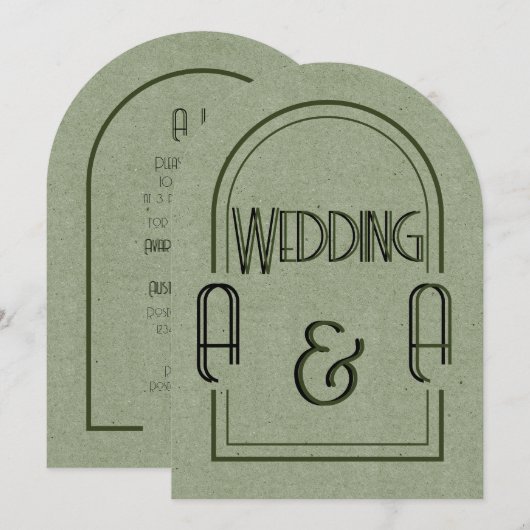 Minimalist Sage Green and Black Arch Wedding Kaart (Voorkant / Achterkant)