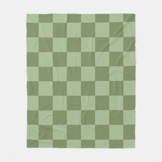 Minimalist Sage Green Checkerboard Pattern Fleece Deken (Voorkant)