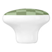 Minimalist Sage Green Checkerboard Pattern Keramische Knop (Zijkant)