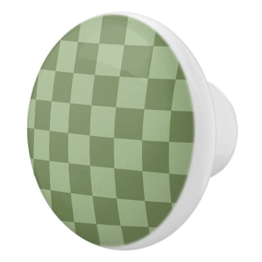 Minimalist Sage Green Checkerboard Pattern Keramische Knop (Rechts)