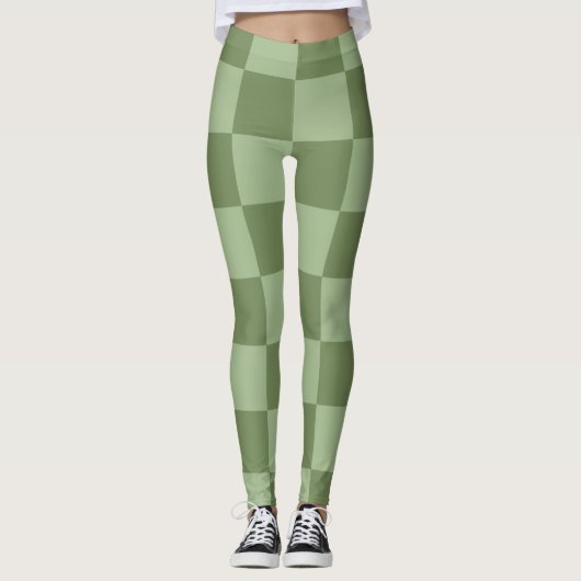 Minimalist Sage Green Checkerboard Pattern Leggings (Voorkant)