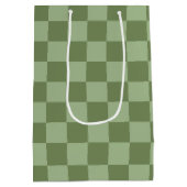 Minimalist Sage Green Checkerboard Pattern Medium Cadeauzakje (Achterkant)