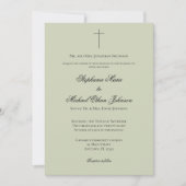 MINIMALIST Sage Green Cross Formal Wedding Kaart (Voorkant)