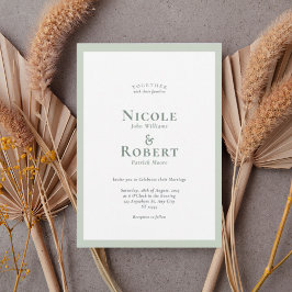 Minimalist Sage Green Elegant Wedding Invitation Kaart